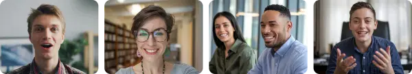 Four participants in a video meeting
